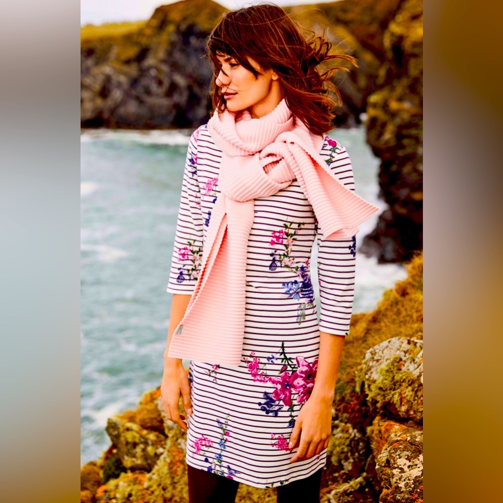 Joules plum harvest floral striped dress size 14